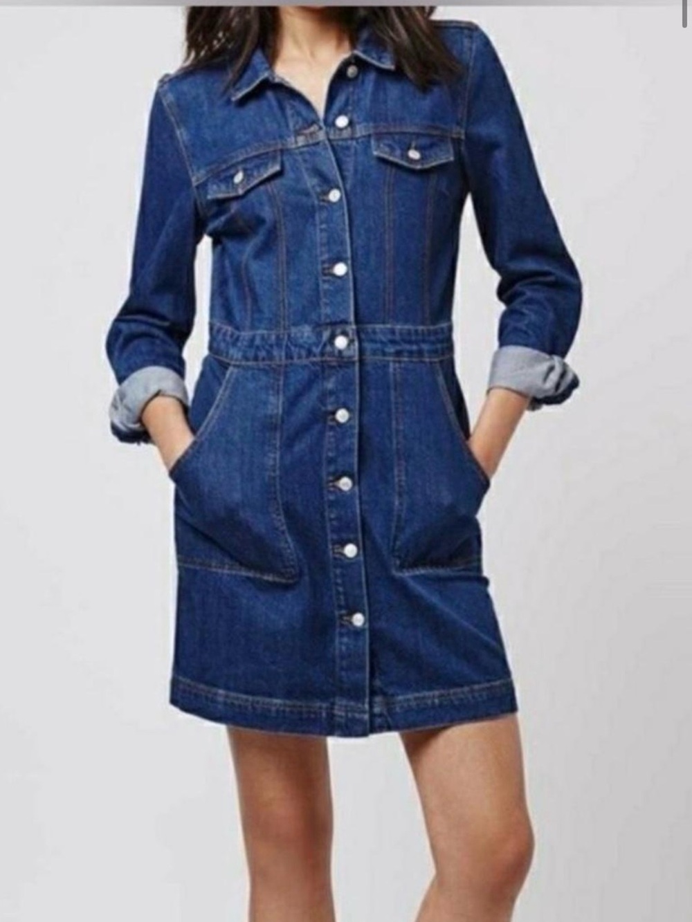 Topshop Moto Light Blue Denim Shirt Dress
